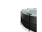Black Leather Pool ø450x122cm mit Sandfilterpumpe und Abdeckung - schwarz