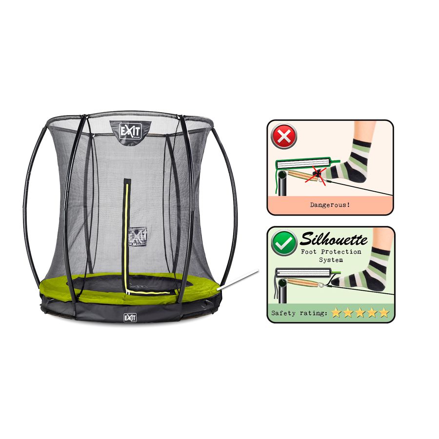 Silhouette Bodentrampolin ø183cm mit Sicherheitsnetz - grün