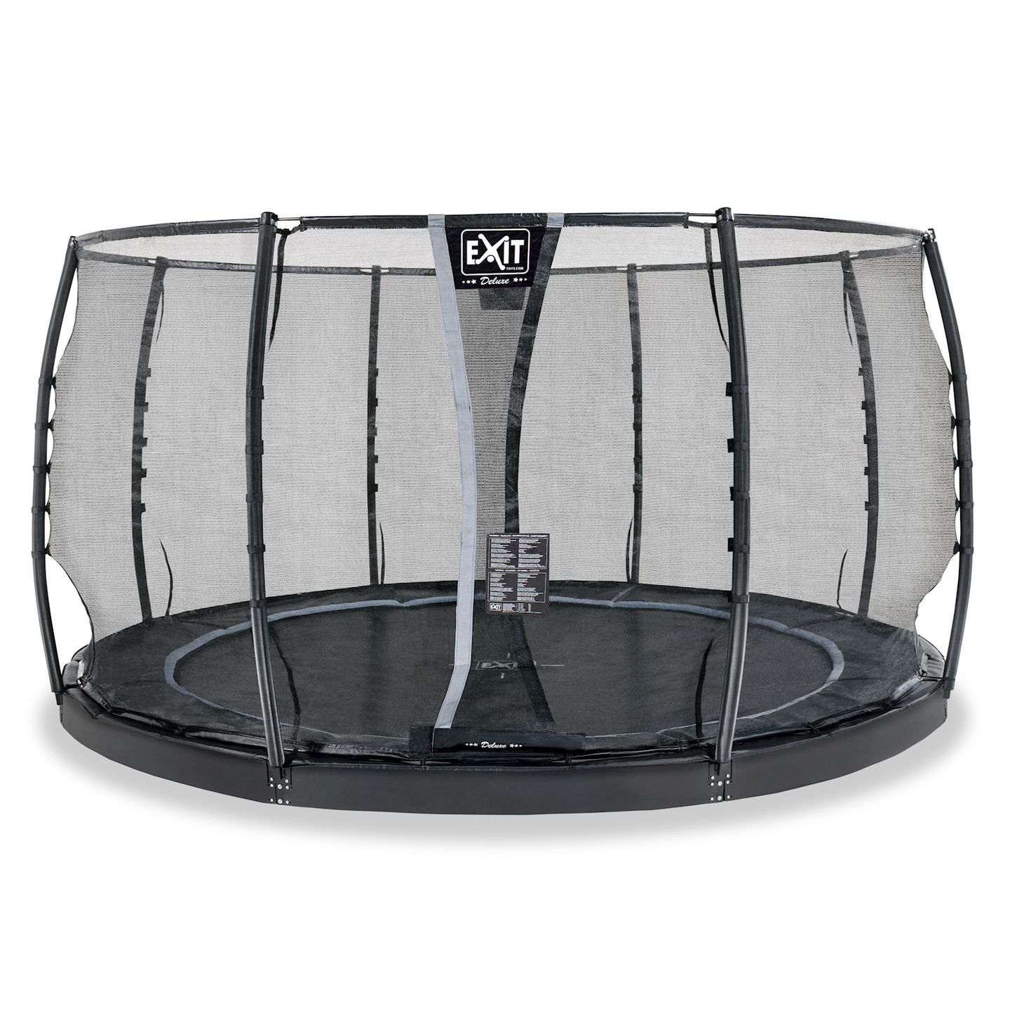 Dynamic ebenerdiges Trampolin ø427cm mit Sicherheitsnetz - schwarz