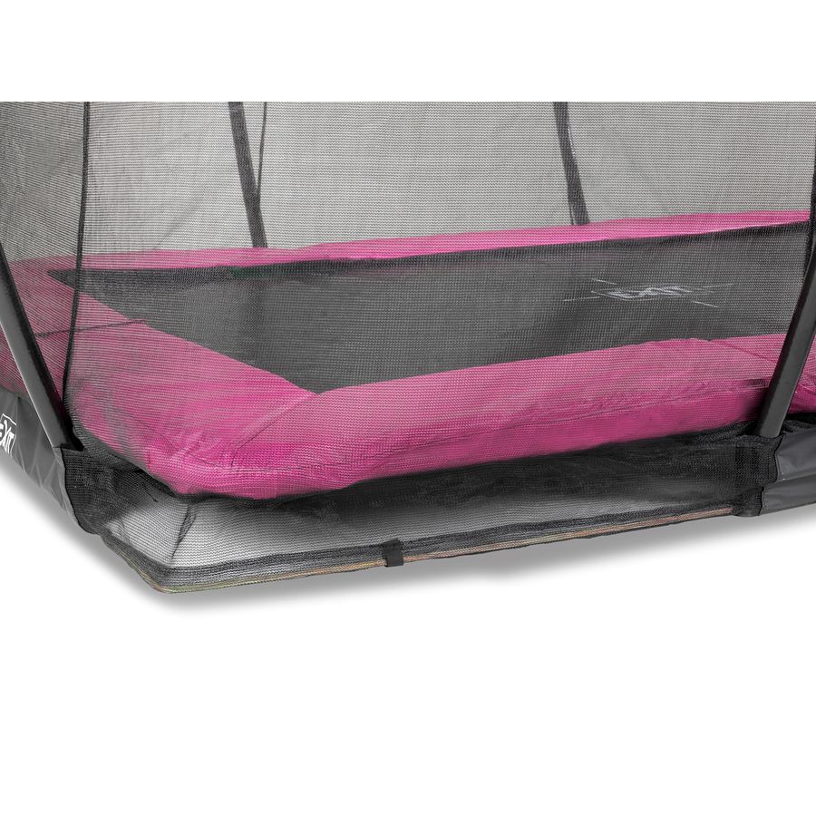 Silhouette Bodentrampolin 244x366cm mit Sicherheitsnetz - rosa
