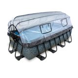 930.3742.99 - Stone Pool 400x200x100cm mit Sandfilterpumpe und Abdeckung - grau