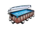 Wood Pool 400x200x100cm mit Sandfilterpumpe und Abdeckung - braun