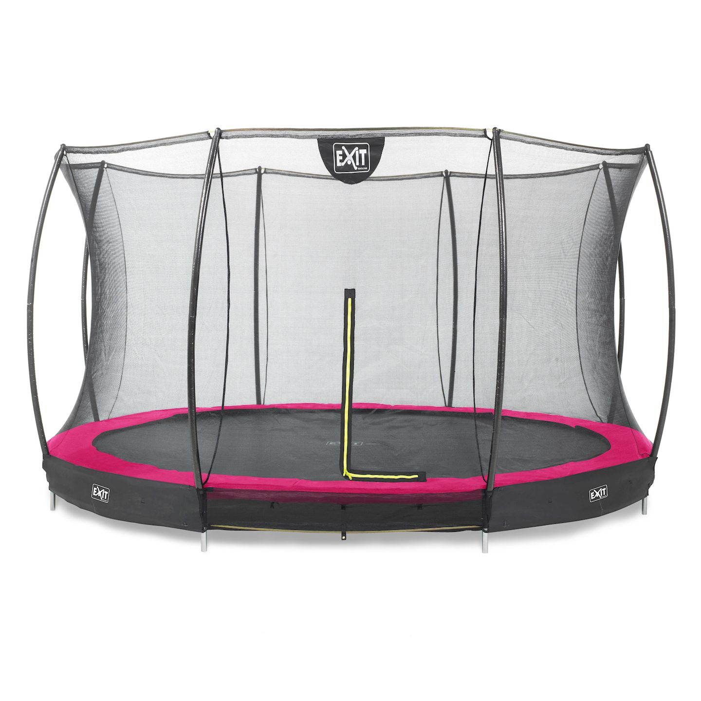 Silhouette Bodentrampolin ø427cm mit Sicherheitsnetz - rosa