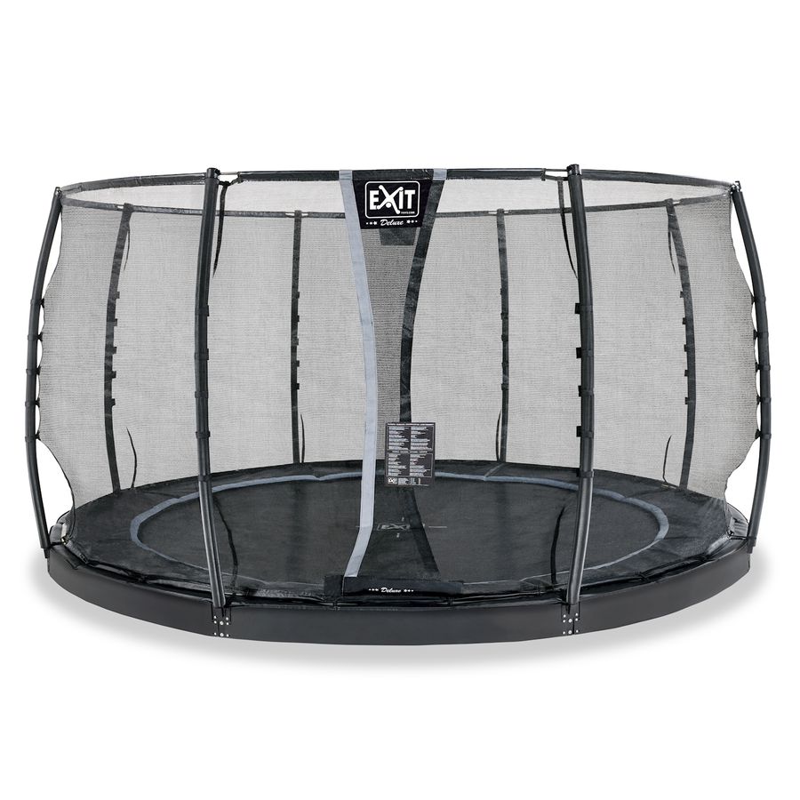 Dynamic ebenerdiges Trampolin ø427cm mit Sicherheitsnetz - schwarz