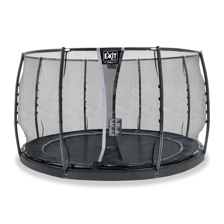 Dynamic ebenerdiges Trampolin ø366cm mit Sicherheitsnetz - schwarz