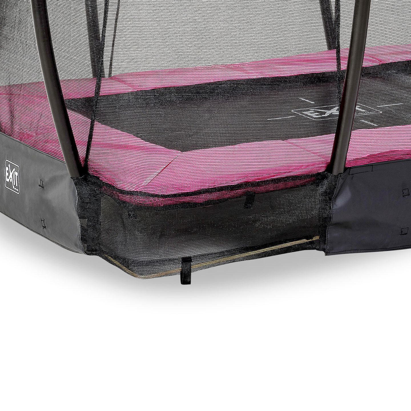 Silhouette Bodentrampolin 153x214cm mit Sicherheitsnetz - rosa