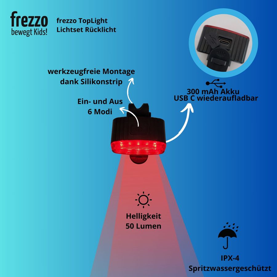 Velolicht Set TopLight Front- und Rückscheinwerfer mit USB-C Akku