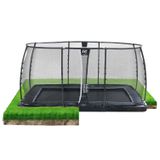 910.8784 - Dynamic ebenerdiges Trampolin 244x427cm mit Sicherheitsnetz - schwarz