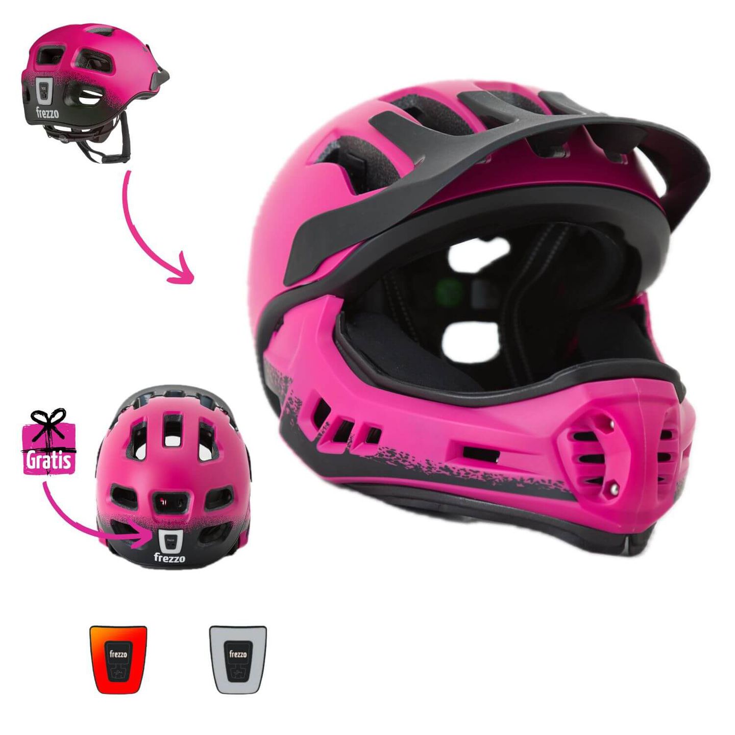 frezzo Rowdy Fullface Helm Unicorn pink Grösse S