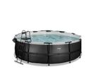 Black Leather Pool ø450x122cm mit Sandfilterpumpe und Abdeckung - schwarz