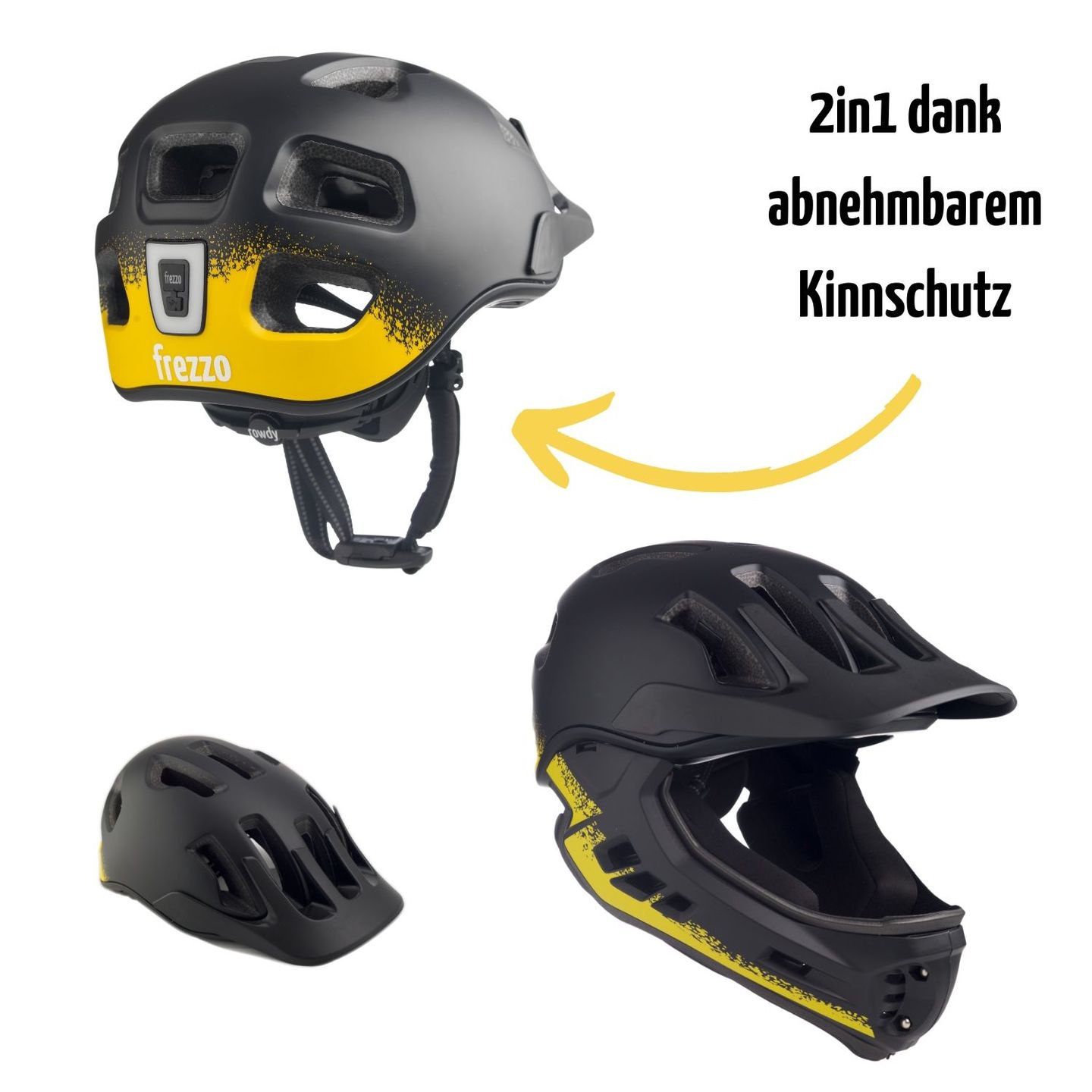 frezzo Rowdy Fullface Helm Star schwarz/gelb Grösse M