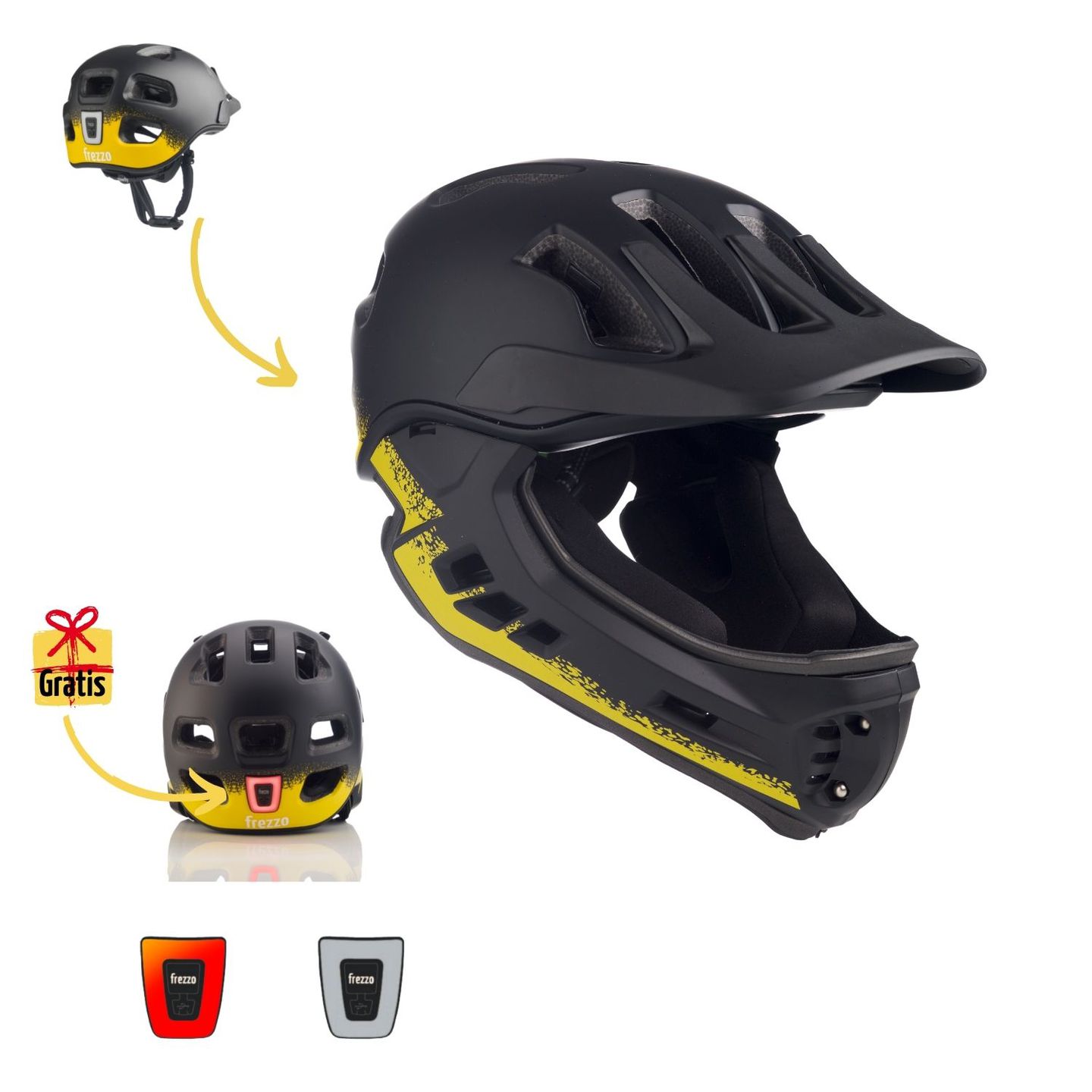 frezzo Rowdy Fullface Helm Star schwarz/gelb Grösse M