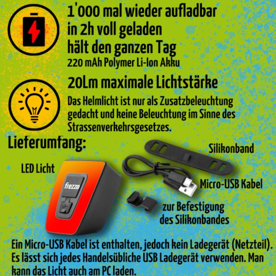 Helm Licht mit USB - Akku
