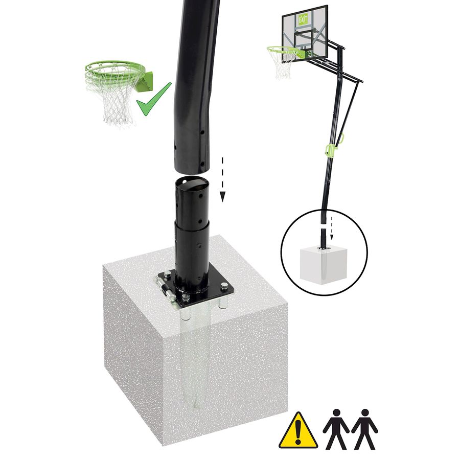 Galaxy Basketballkorb für Bodenmontage inkl. Dunkring grün/schwarz