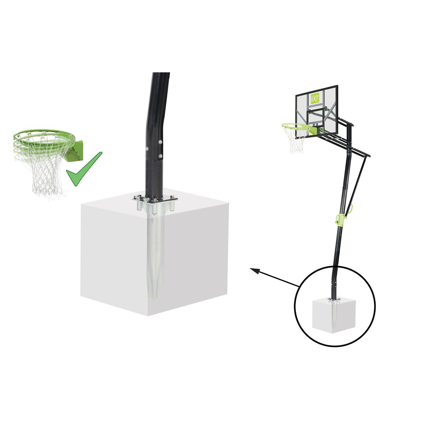 Galaxy Basketballkorb für Bodenmontage inkl. Dunkring grün/schwarz
