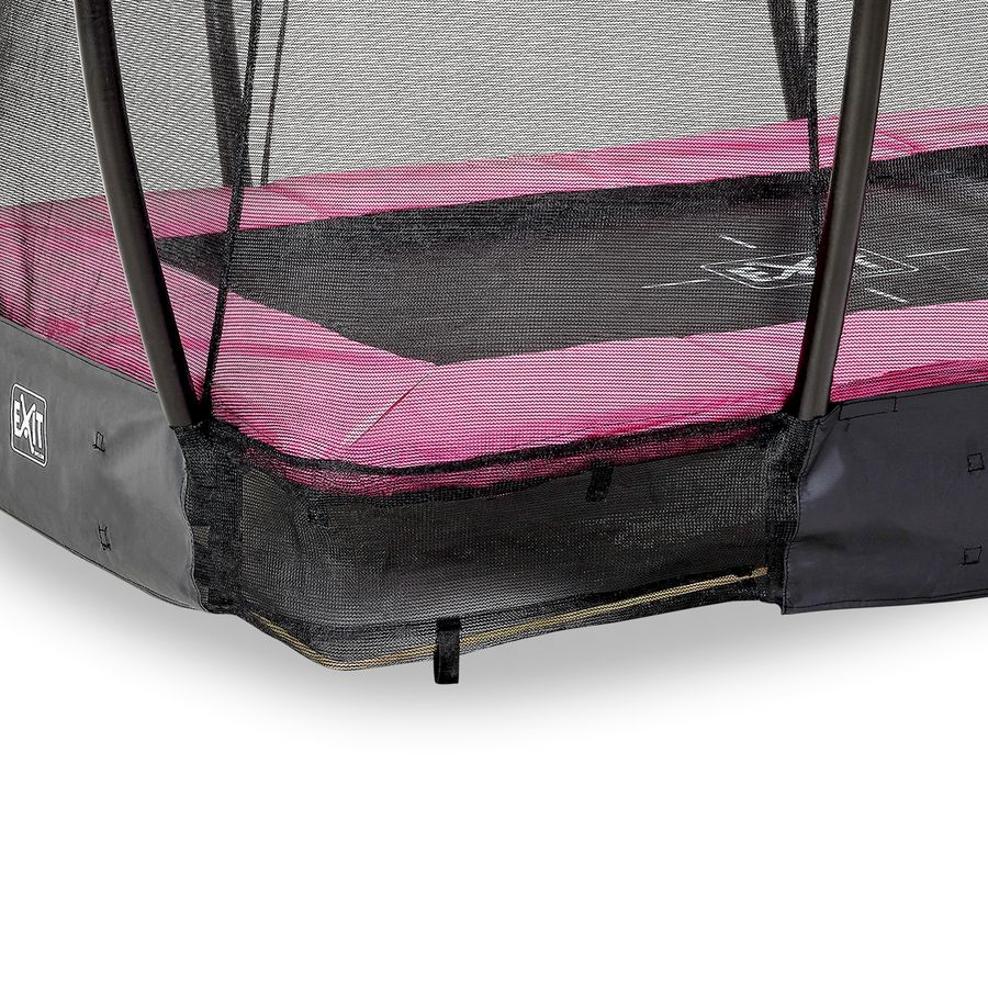 Silhouette Bodentrampolin 153x214cm mit Sicherheitsnetz - rosa