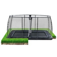 Dynamic ebenerdiges Trampolin 244x427cm mit Sicherheitsnetz - schwarz