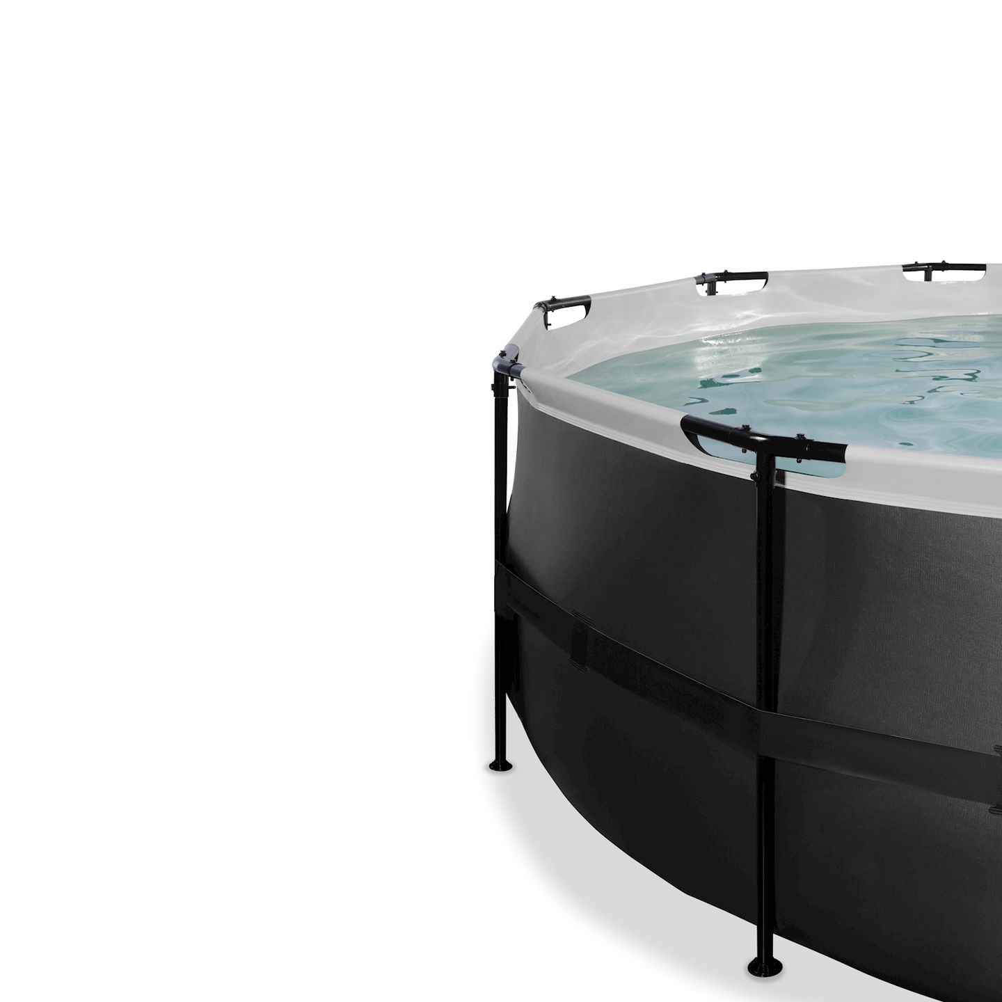 Black Leather Pool ø450x122cm mit Sandfilterpumpe und Abdeckung - schwarz