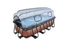 Wood Pool 400x200x100cm mit Sandfilterpumpe und Abdeckung - braun
