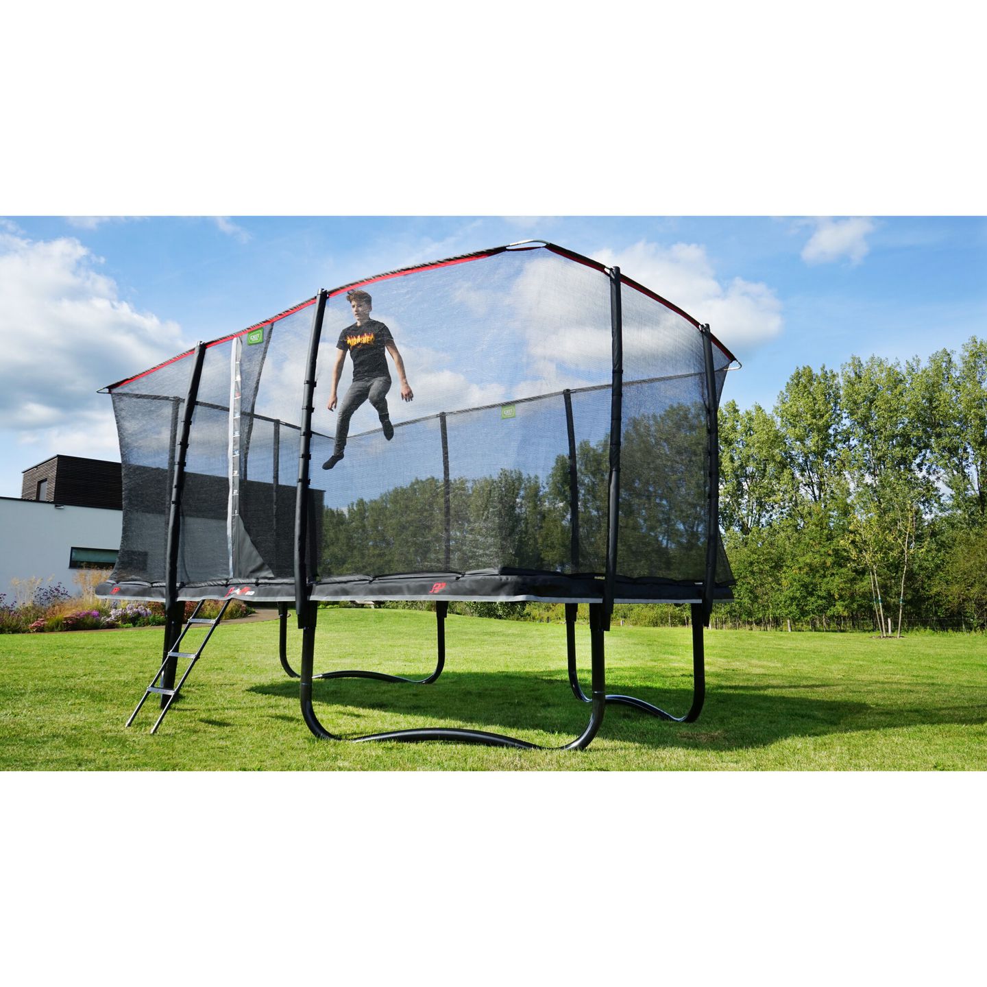 Trampolin PeakPro inkl. Sicherheitsnetz 244x427 cm - schwarz