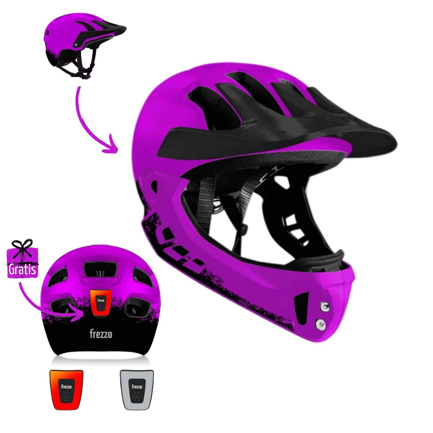frezzo Rowdy Fullface Helm Viola violett Grösse S