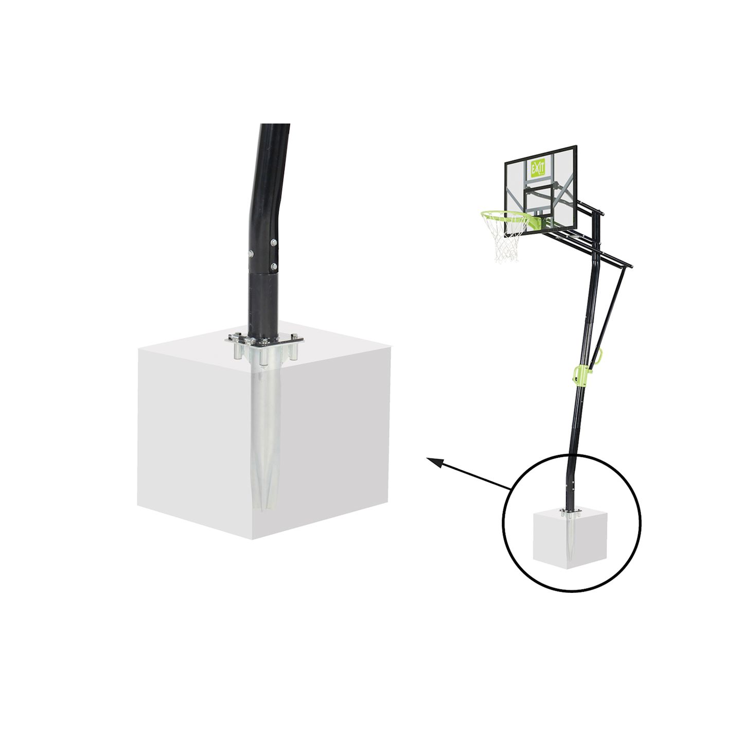 Galaxy Basketballkorb für Bodenmontage grün/schwarz